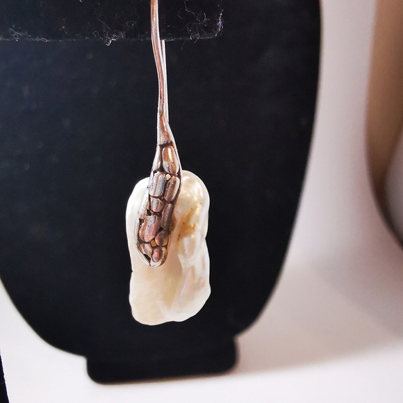 Lot of 3 Singleton Earrings Abalone Baroque Pearl Sterling Aurora Borealis - Picture 8 of 17